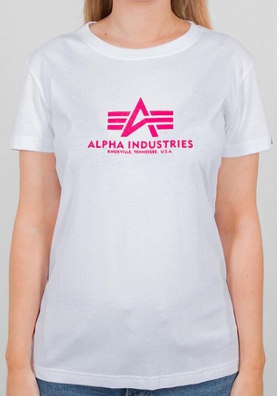 ALPHA INDUSTRIES Dámske tričko New Basic T Wmn Neon Print - white/neon pink (196051NP/475)