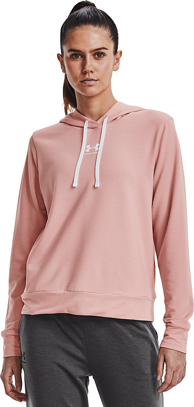 UNDER ARMOUR Dámska mikina Rival Terry Hoodie - ružová (1369855-676)