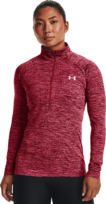 UNDER ARMOUR Dámske tričko s dlhým rukávom  Tech 1/2 Zip - Twist - tmavo ružová (1320128-664)