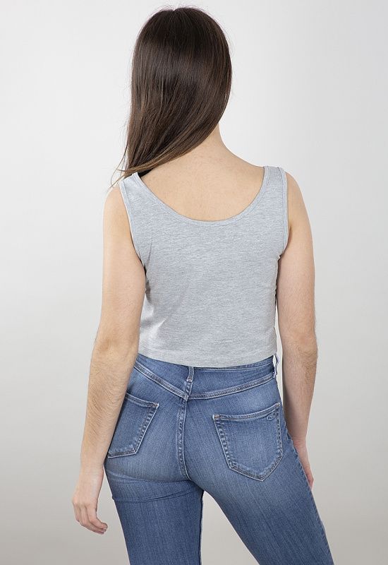 ALPHA INDUSTRIES Dámske tielko Basic Crop-Tank SL - greyheather/white (116079/230)