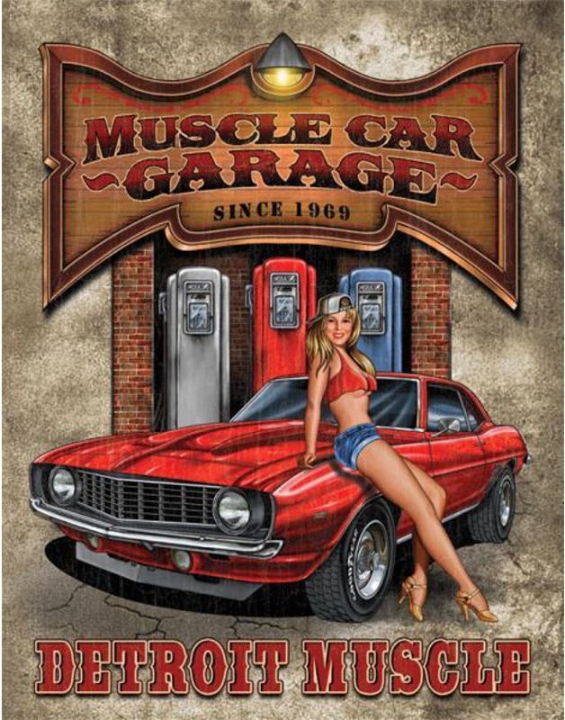 TIN SIGNS Retro plechová ceduľa Legends - Detroit Muscle Car Garage (TSN1568)