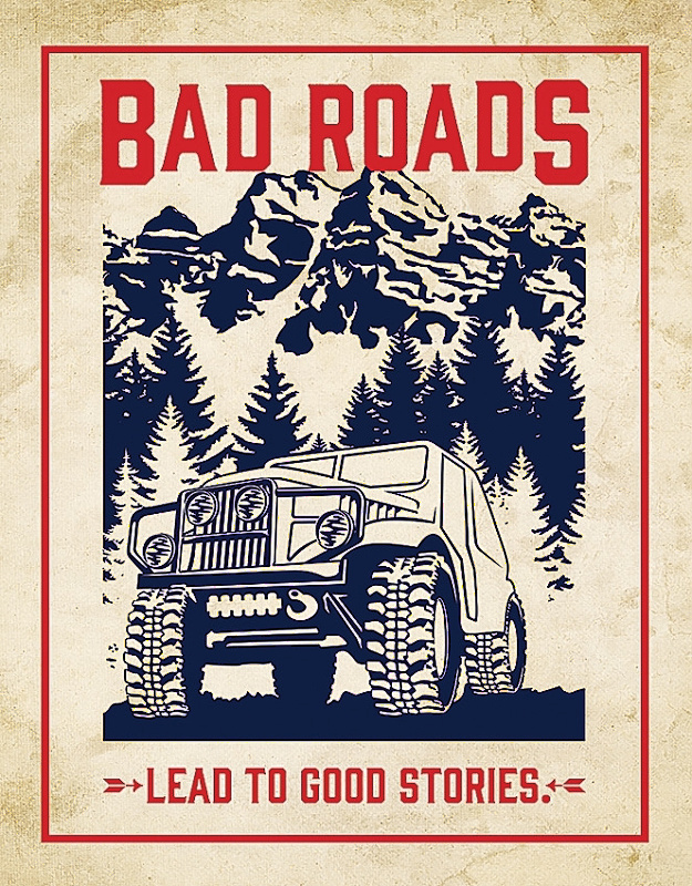 TIN SIGNS Retro plechová ceduľa Bad Roads Good Stories (TSN2244)