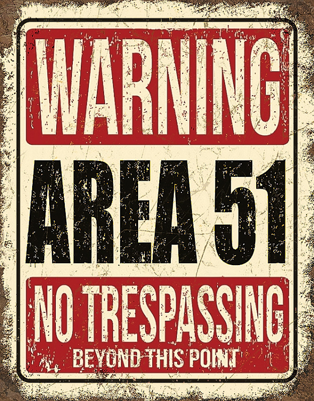 TIN SIGNS Retro plechová ceduľa Area 51 No Trespassing (TSN2375)