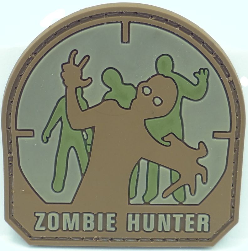 3D PVC Nášivka/Patch Zombie Hunter, 5*5cm - desert