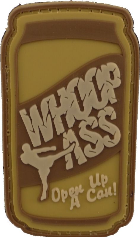 3D PVC Nášivka/Patch WHOOP ASS, 7x4cm - tan