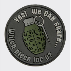 DIRECT ACTION 3D PVC Nášivka/Patch WE CAN SHARE Grenade - grey (OD-GSH-RB-19)