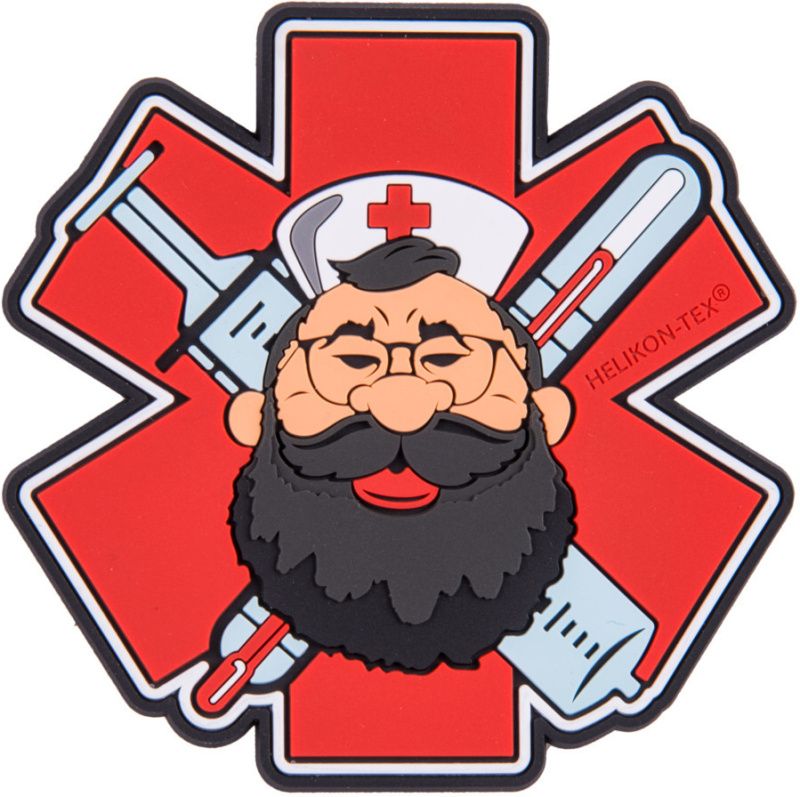 HELIKON 3D PVC Nášivka/Patch Beardman MEDIC - červená (OD-BMM-RB-25)