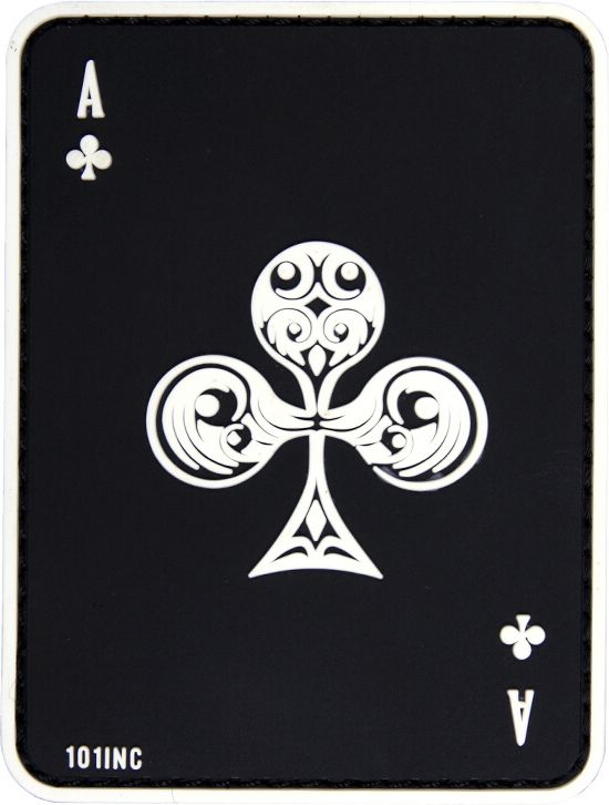 3D PVC Nášivka/Patch Ace of clubs - čierna