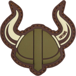 3D PVC Nášivka/Patch Viking helmet - zelená/hnedá