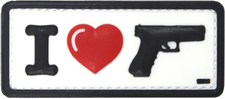 3D PVC Nášivka/Patch I Love my sidearm - biela