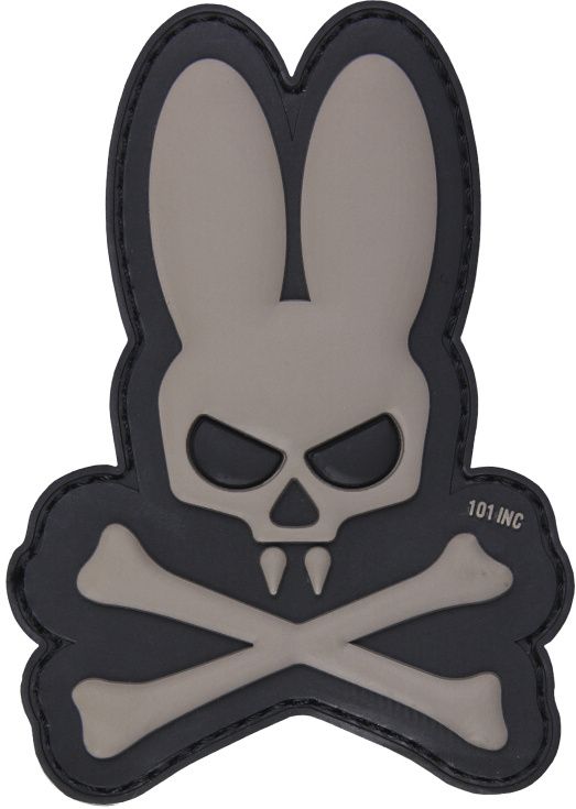 3D PVC Nášivka/Patch Skull bunny - šedá