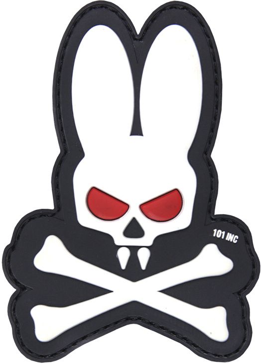 3D PVC Nášivka/Patch Skull bunny - biela
