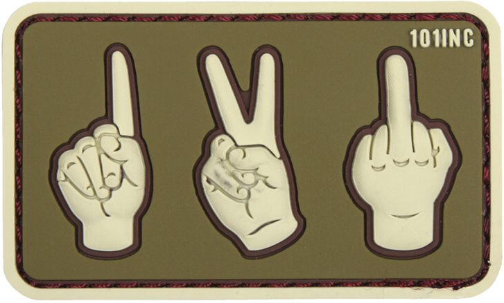 3D PVC Nášivka/Patch One, two, fuck you - zelená/hnedá