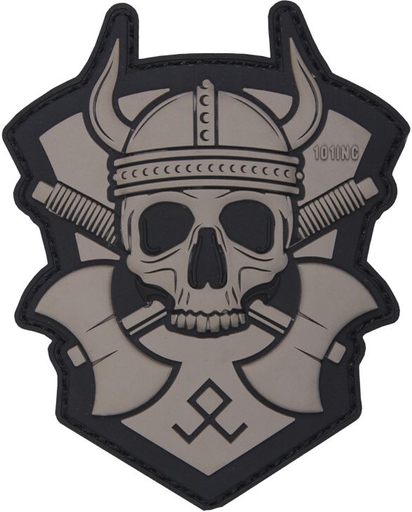 3D PVC Nášivka/Patch Viking with hatchet - šedá