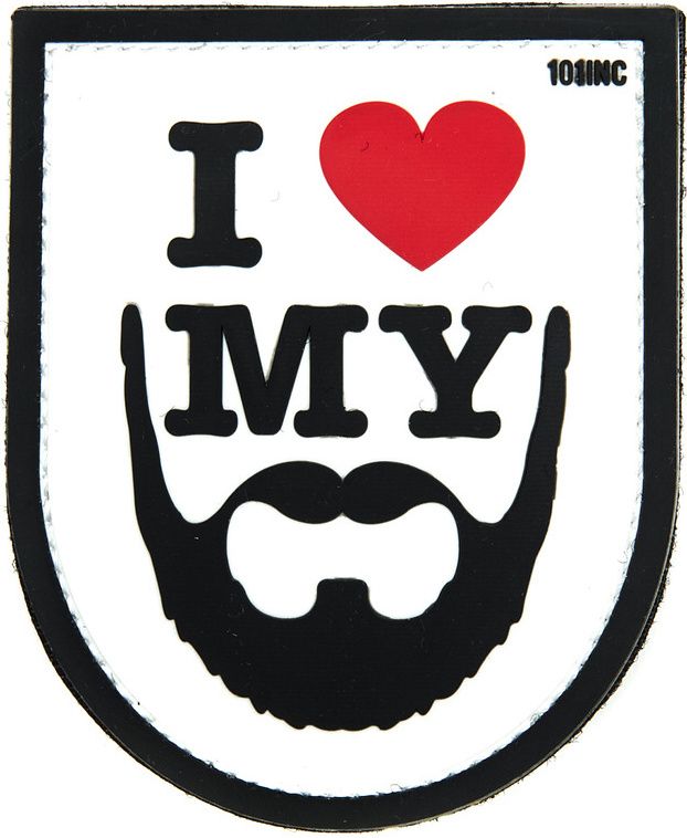 3D PVC Nášivka/Patch I love my beard - biela