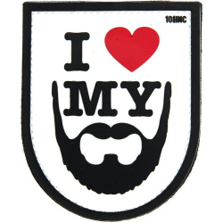 3D PVC Nášivka/Patch I love my beard - biela