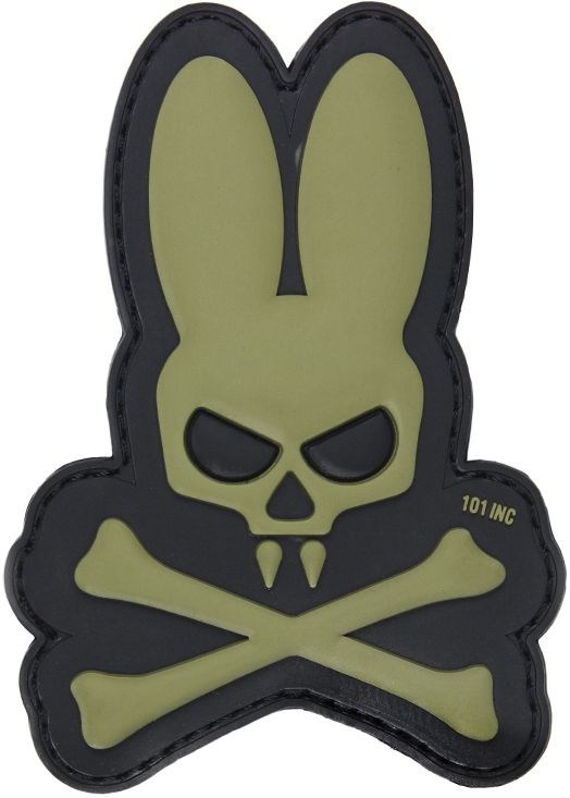 3D PVC Nášivka/Patch Skull bunny - zelená