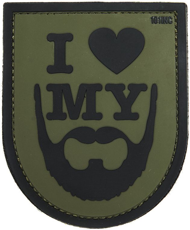 3D PVC Nášivka/Patch I love my beard - zelená