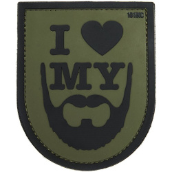 3D PVC Nášivka/Patch I love my beard - zelená