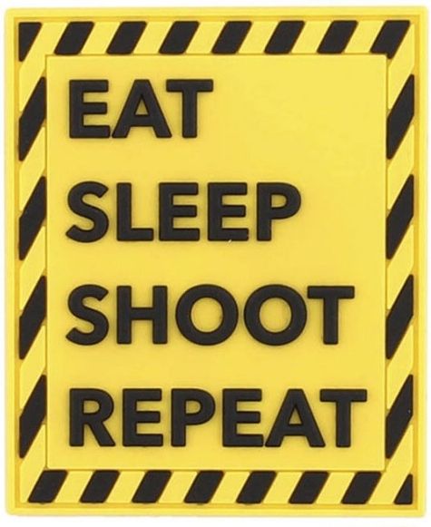 3D PVC Nášivka/Patch Eat sleep shoot repeat - žltá