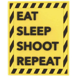 3D PVC Nášivka/Patch Eat sleep shoot repeat - žltá