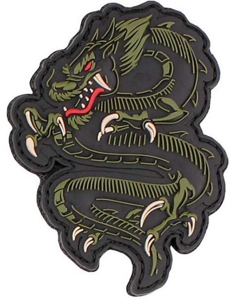 3D PVC Nášivka/Patch Dragon - zelená