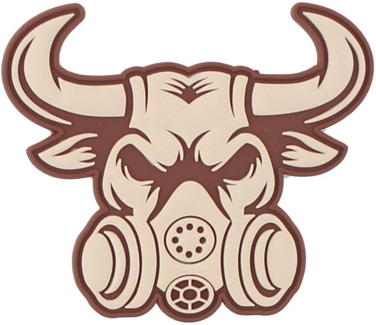 3D PVC Nášivka/Patch Gasmask Bull - piesková