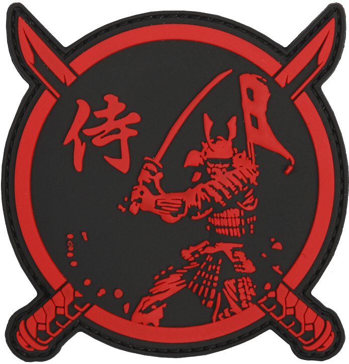 3D PVC Nášivka/Patch Samurai Warrior - červená