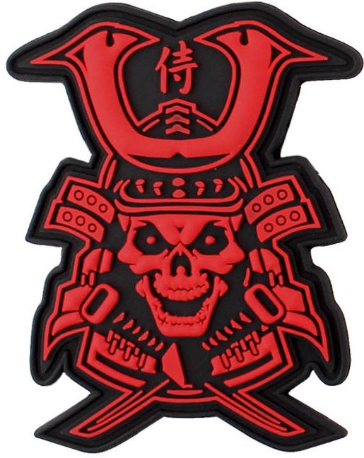 3D PVC Nášivka/Patch Samurai skull - červená