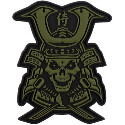 3D PVC Nášivka/Patch Samurai skull - zelená