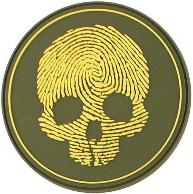 3D PVC Nášivka/Patch Fingerprint skull - žltá