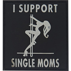 3D PVC Nášivka/Patch I support single moms - čierna
