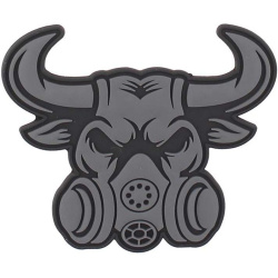 3D PVC Nášivka/Patch Gasmask Bull - šedá