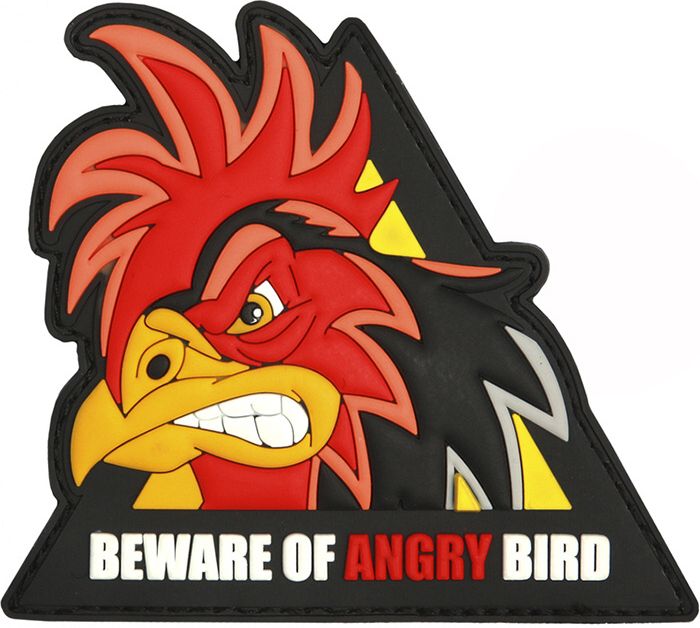 3D PVC Nášivka/Patch Beware of angry bird traingle