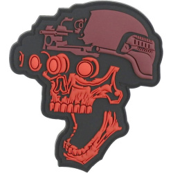3D PVC Nášivka/Patch Night vision skull - červená