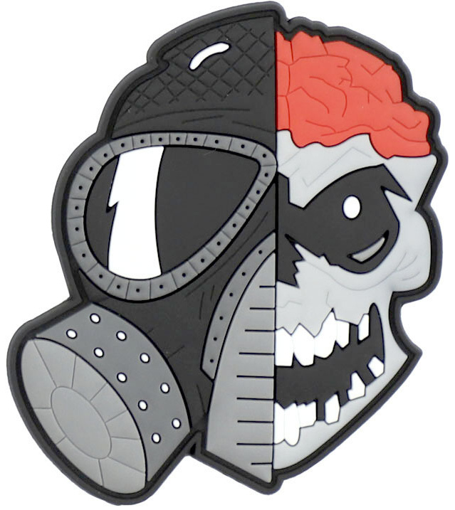 3D PVC Nášivka/Patch Skull with brains and gasmask - farebná