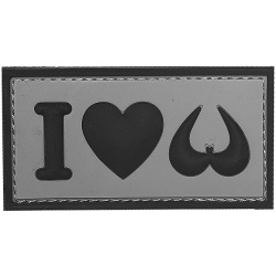3D PVC Nášivka/Patch I love boobies - grey
