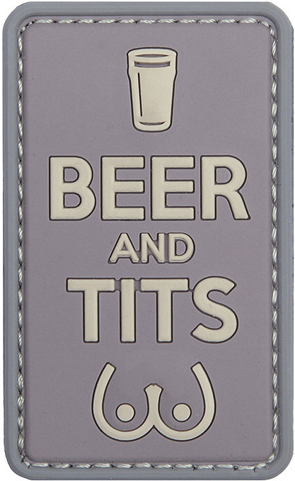 3D PVC Nášivka/Patch Beer and Tits - grey