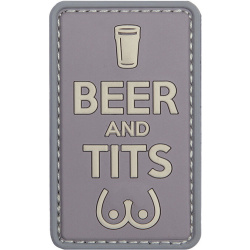 3D PVC Nášivka/Patch Beer and Tits - grey