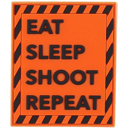 3D PVC Nášivka/Patch Eat sleep shoot repeat - orange/black