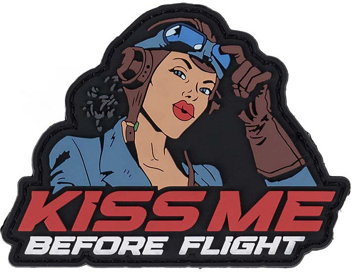 3D PVC Nášivka/Patch Kiss me before flight - color