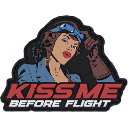 3D PVC Nášivka/Patch Kiss me before flight - color