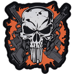 3D PVC Nášivka/Patch Punish skull crossed guns - color