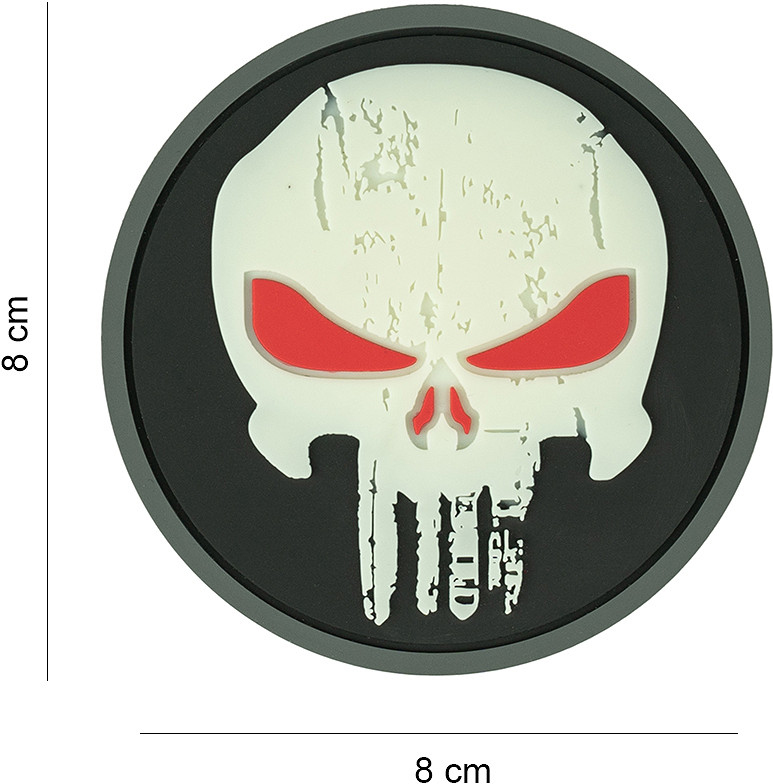 3D PVC Nášivka/Patch Embleem Punisher red eyes glow in the dark - color (#8001)