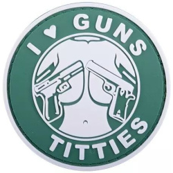 GFC 3D PVC Nášivka/Patch I Love Guns Titties - white / green