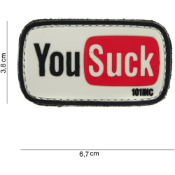 3D PVC Nášivka/Patch You Suck - biela/čierna
