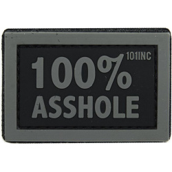 3D PVC Nášivka/Patch 100% asshole - čierna/šedá