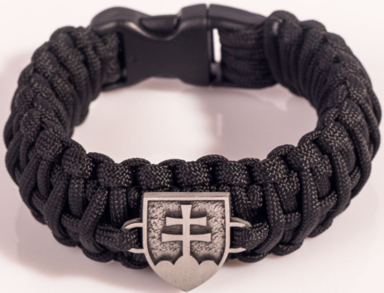 Paracord náramok King Kobra, SK znak, v2 - čierny