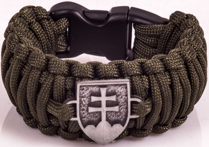 Paracord náramok King Kobra, SK znak, v1 - olivový