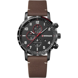 WENGER Hodinky Attitude Chrono / kožený remienok - black / brown (01.1543.107)